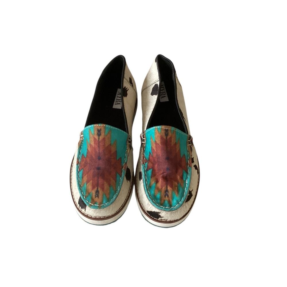 Myra Cambria Hair on Hide Loafers Native American Aztec Ranch Style Size 8